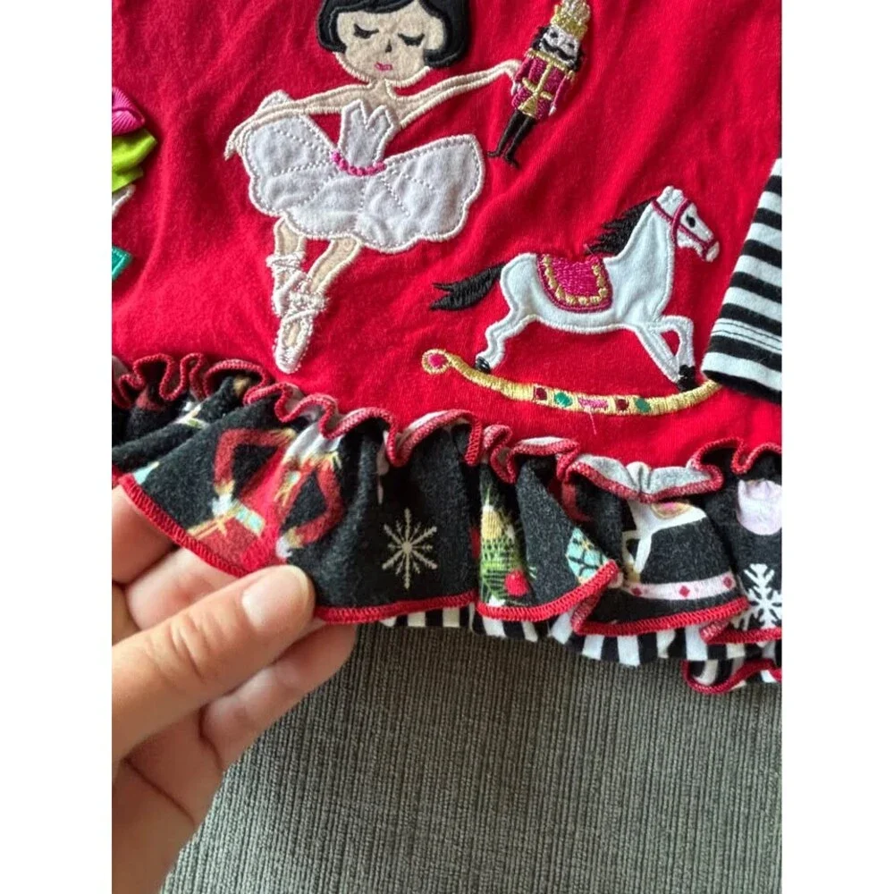 Jessica Ann Girls 12M Red Nutcracker Christmas Tunic Dress Striped Long Sleeve